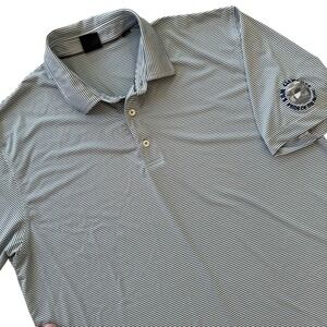 Dunning Golf‎ Large Gray Striped San Clemente Golf Men's Performance Polo Shirt